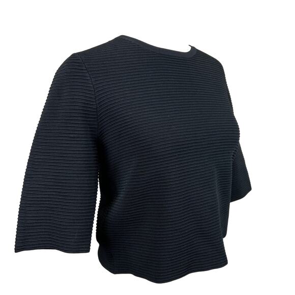 Lela Rose‎ Women Small Crop Top Knit Heavy Blouse Ribbed Textured Boho Classic - Picture 1 of 13